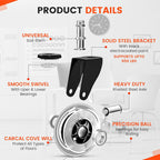 Office Chair Wheels 3" – Set of 5 Rollerblade Casters
